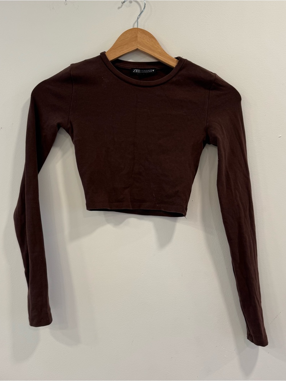 Zara brown long sleeve crop top